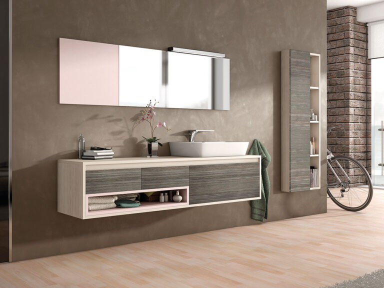 Muebles de baño con tirador de 45 grados Muebles de baño con tirador de 45 grados