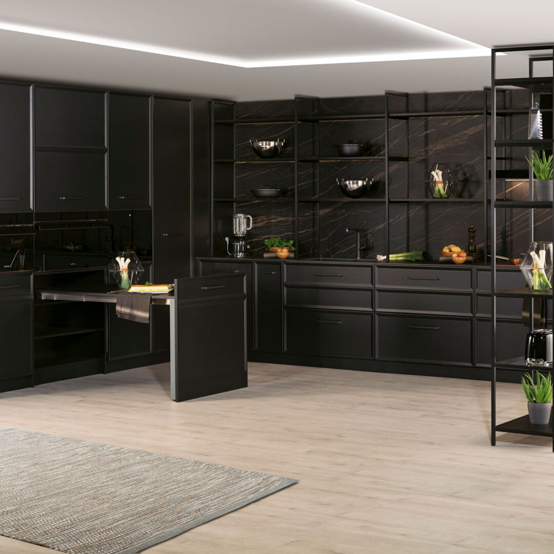 Muebles de cocina con puertas enmarcadas lacadas